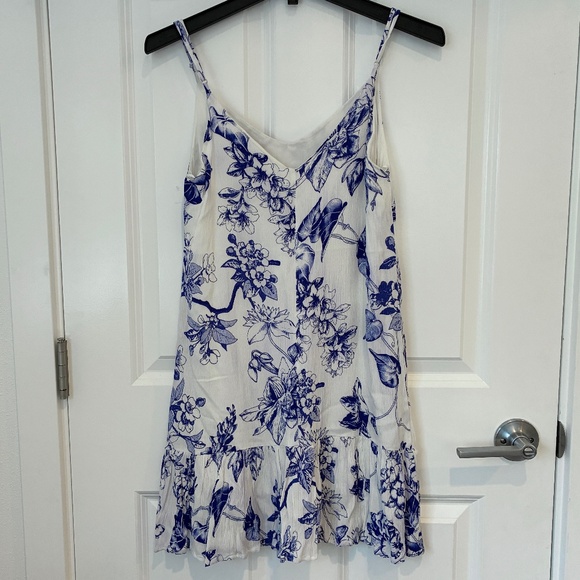 Lulus Garden Bloom Blue and White Floral Print Ruffled Shift Dress - Picture 5 of 7